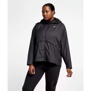 Nike AO8673 010 Repel Black Running Windbreaker Jacket Womens Plus Size 1X